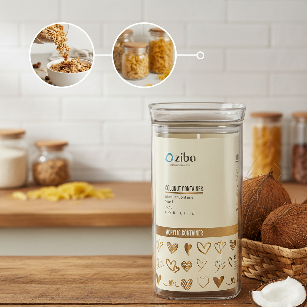 Signature Acrylic Stackable Airtight Jar with Transparent Lid by Ziba