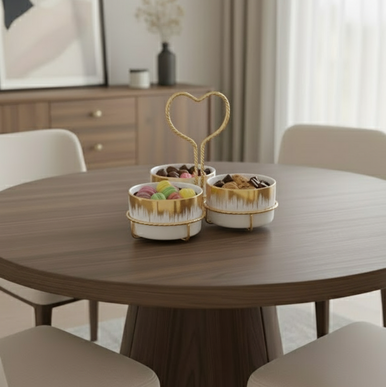 Luxury Ceramic Jar Trio with Golden Holder