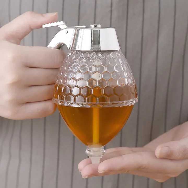 Honey Dispenser with Stand Honey Container, Syrup and Sugar Jar Pot