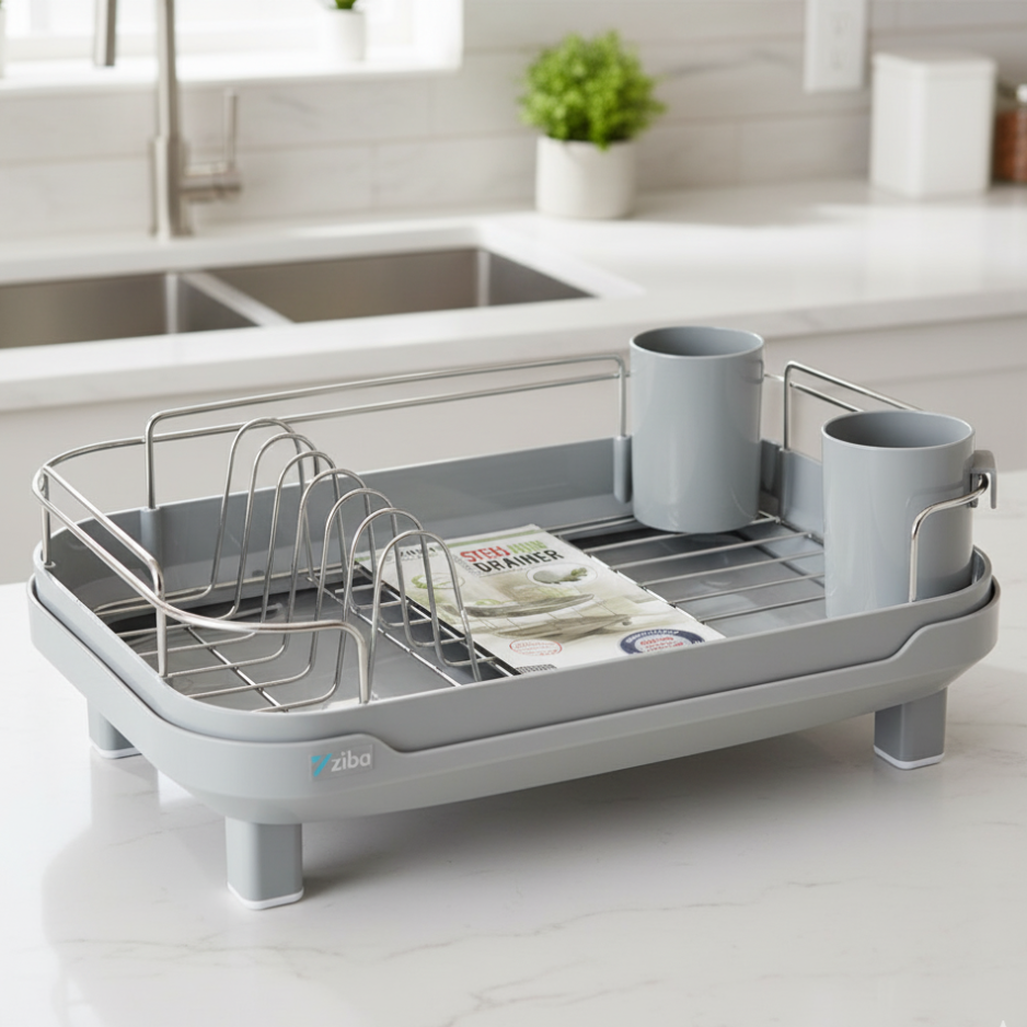 MajesticDry Single-Tier Dish Rack with Drainer (31140) – by Ziba