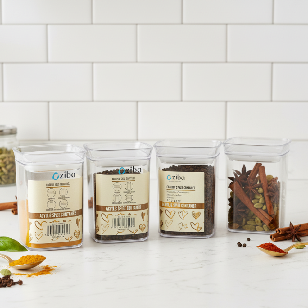 Signature Acrylic Stackable Airtight Jar with Transparent Lid by Ziba