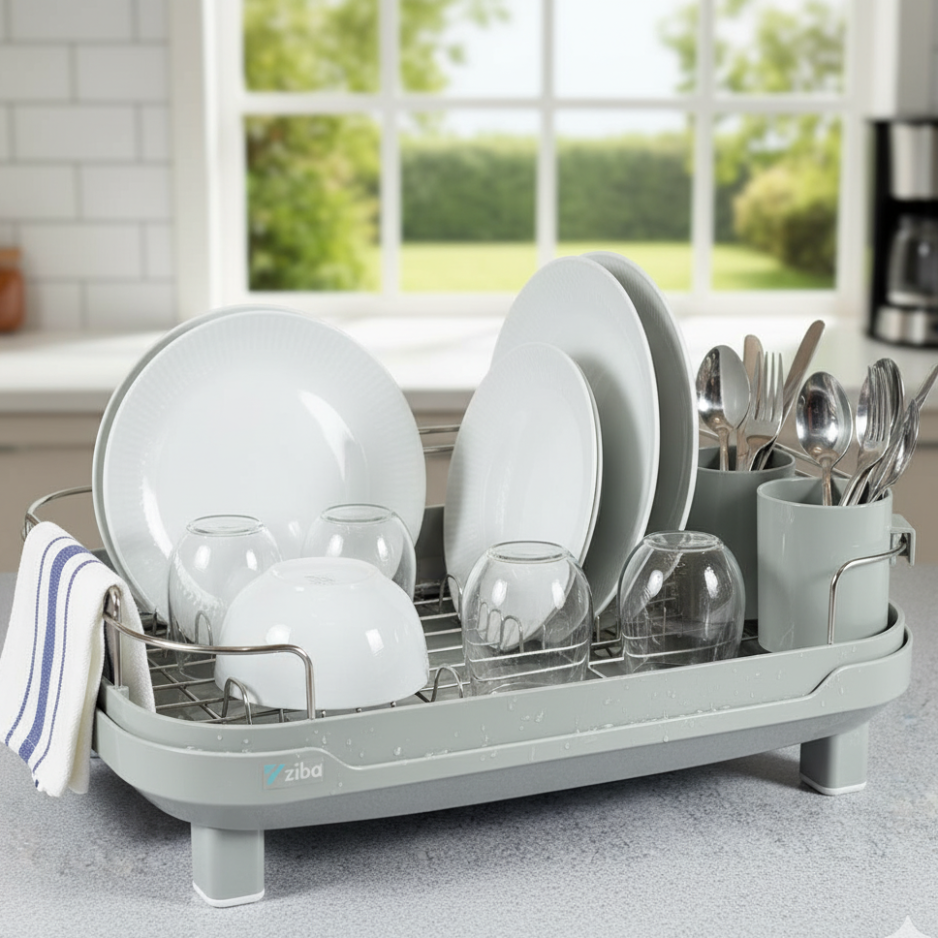 MajesticDry Single-Tier Dish Rack with Drainer (31140) – by Ziba