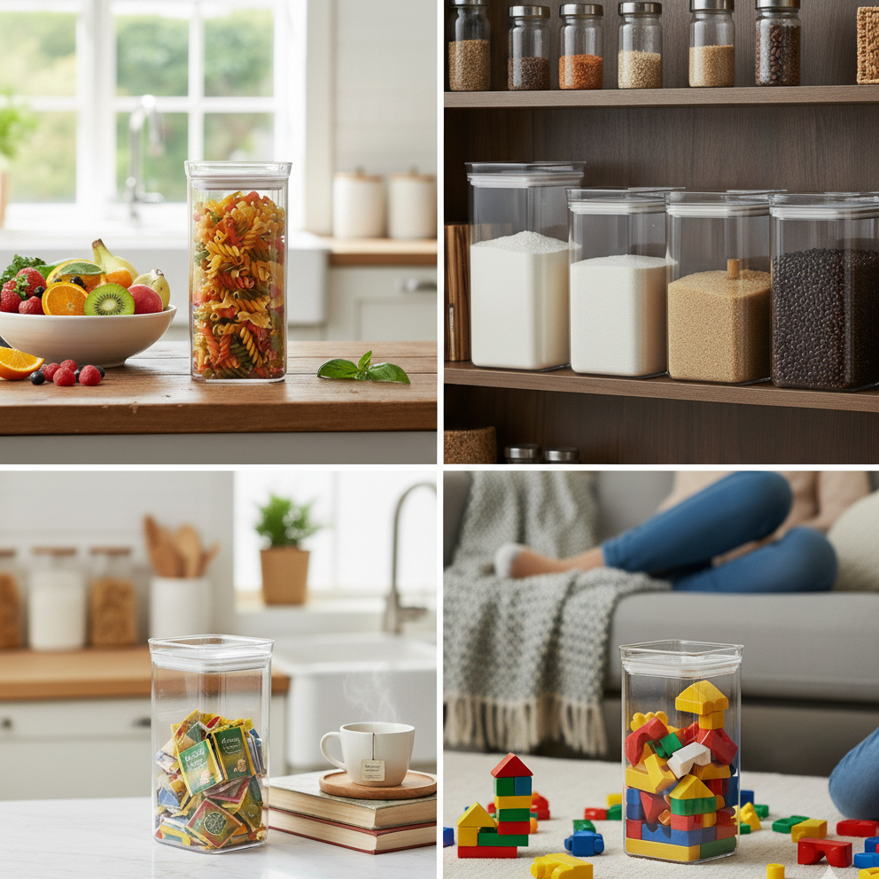 Signature Acrylic Stackable Airtight Jar with Transparent Lid by Ziba